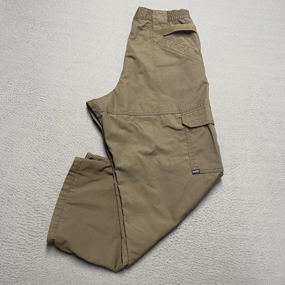 5.11 Tactical Series Pants Mens 32x26 Green Cargo Ripstop Elastic Waist Outdoor